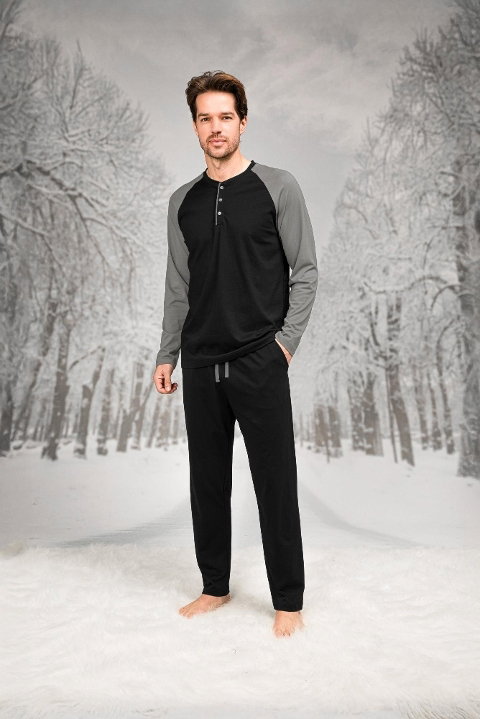 Düğmeli Cepli Yuvarlak Yaka Erkek Pijama Takımı Doreanse 26K4609