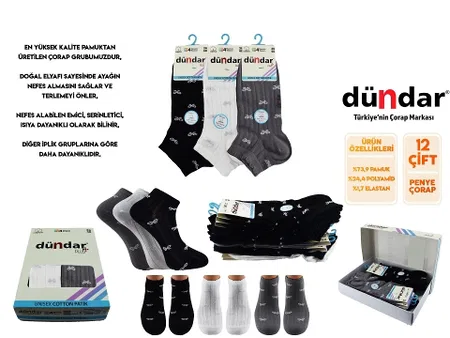 Dikişsiz Yapı ve Likra Oranlı Patik Çorap Dündar 4308 - Asorti