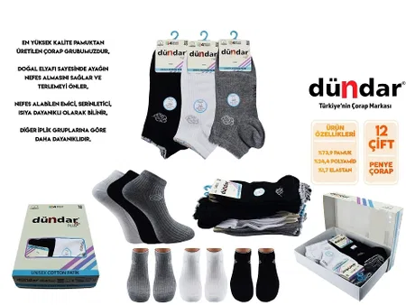 Dikişsiz Yapı Mor Kadın Patik Çorap Dündar 4308 - Asorti