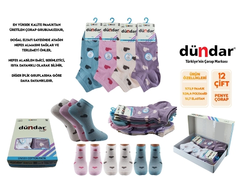 Dikişsiz Kokulu Patik Çorap 12'li Mor Dündar 4308 - Asorti