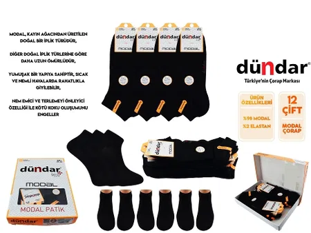 Dikişsiz Antibakteriyel Modal Patik Çorap Seti Dündar 6838 - Asorti