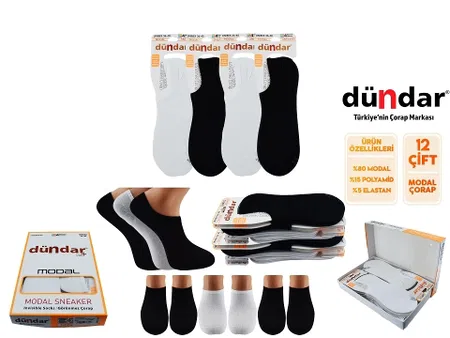 Dündar Çorap Dikişsiz Yıkamalı Kokulu Bayan Modal Sneaker 12'li Dündar 6876