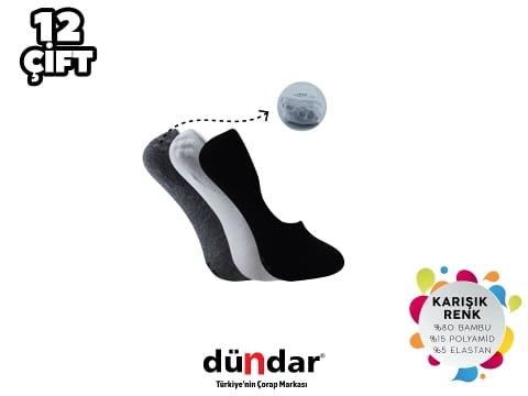 Modal Dikişsiz Yıkamalı Kokulu Bayan Likralı Babet Çorap Dündar 6913 - Asorti