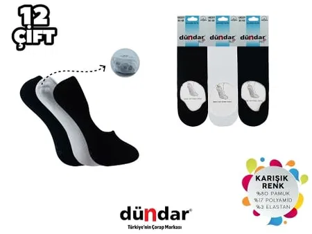 Kokulu Dikişsiz Yıkamalı Likralı Kadın Babet Çorap Dündar 8214 - Siyah