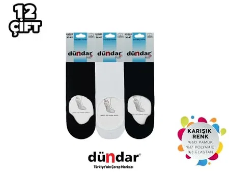 Kokulu Dikişsiz Yıkamalı Likralı Kadın Babet Çorap Dündar 8214 - Siyah