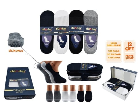 Dikişsiz Antibakteriyel Desenli Erkek Çorap Seti Dündar 6906