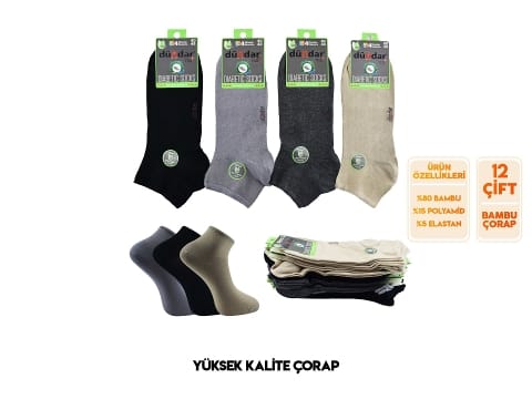 Dikişsiz Antibakteriyel Bambu Patik Çorap Seti Dündar 5992