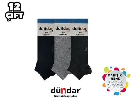 Dikişsiz Yapı ve Pamuklu Erkek Patik Çorap Dündar 0300 - Asorti