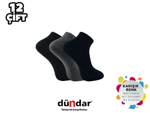 Dikişsiz Yapı ve Pamuklu Erkek Patik Çorap Dündar 0300 - Asorti