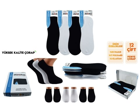 Dikişsiz Pamuklu Sneaker Çorap Seti Dündar 5558