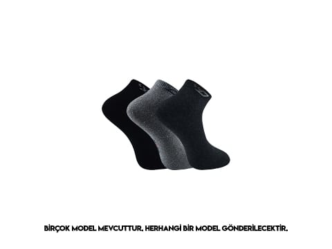 Termal Antibakteriyel Dikişsiz Erkek Havlu Patik 12'li Dündar 5961 - Düz Siyah