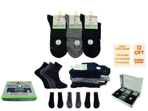 Dikişsiz Antibakteriyel Bambu Patik Çorap Seti Dündar 0614