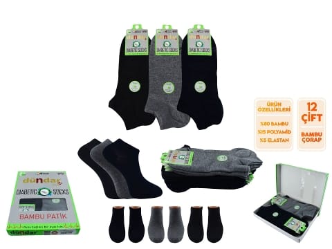 Dikişsiz Antibakteriyel Bambu Patik Çorap Seti Dündar 0621