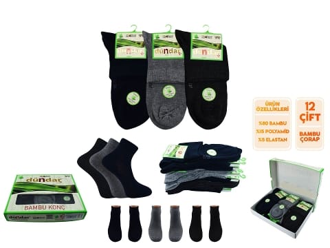 Dikişsiz Antibakteriyel Bambu Konç Patik Çorap Dündar 0638