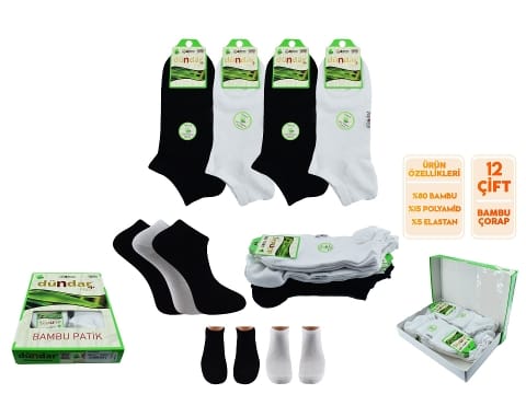 Kokulu Antibakteriyel Dikişsiz Bambu Patik Çorap Seti Dündar 0645