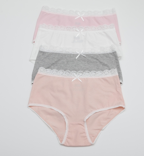 Öztaş Dantelli Yüksek Bel Külot 4'lü Paket Cotton Öztaş 2739 - Görsel 4