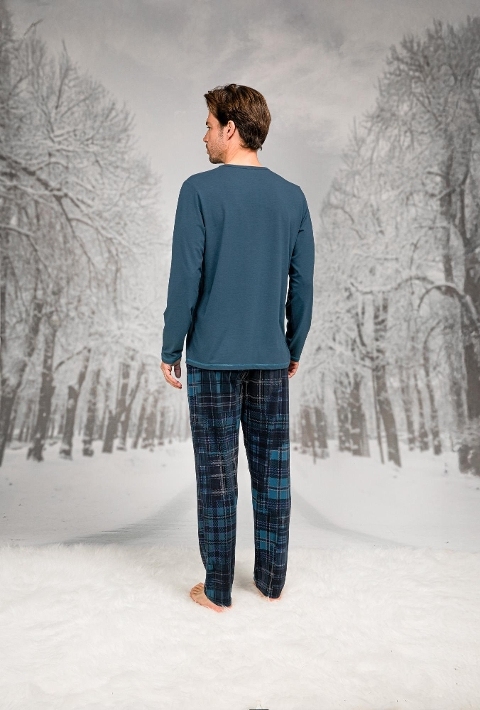 Ekoseli Cepli Yuvarlak Yaka Uzun Kollu Pijama Takımı Doreanse 26K4605 - 2