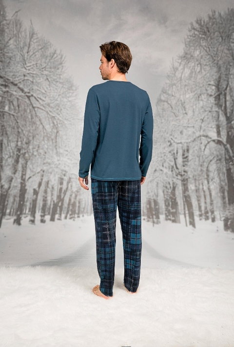 Ekoseli Cepli Yuvarlak Yaka Uzun Kollu Pijama Takımı Doreanse 26K4605 - 2