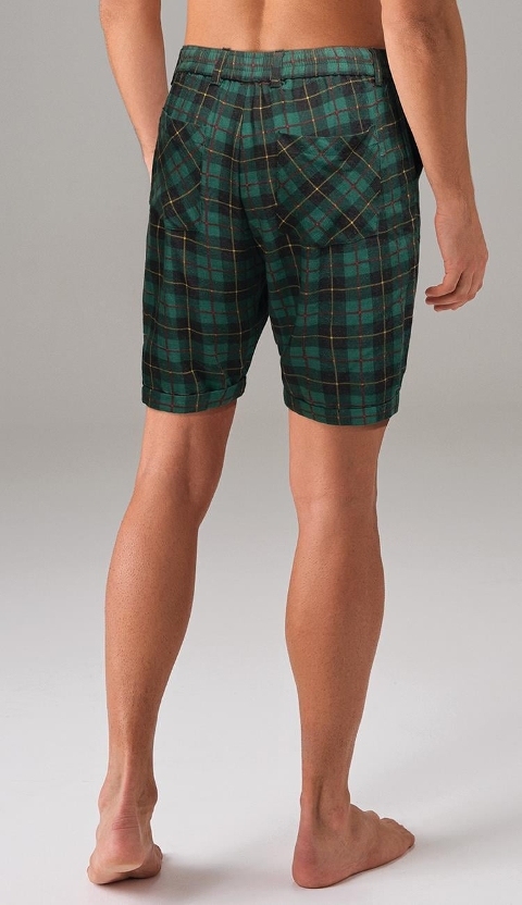 Ekoseli Yeşil Cepli Erkek Şort Doreanse 4632 - 2