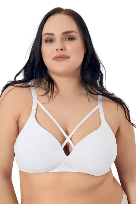 Çapraz İpli Emzirme Sütyeni Godewo 7035 - Beyaz