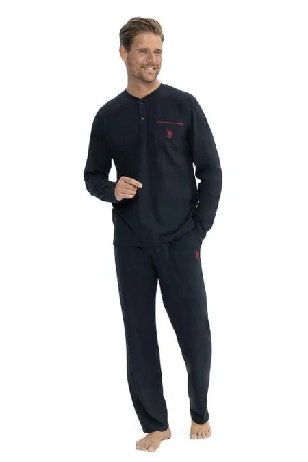 Bordo 5li Sabahlıklı Pijama Takım Us. POLO Assn. 12040 - Bordo
