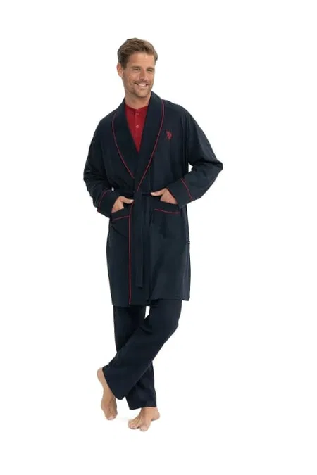 Lacivert Erkek Çeyizlik 5li Sabahlıklı Pijama Takımı Us. POLO Assn. 12040 - Lacivert