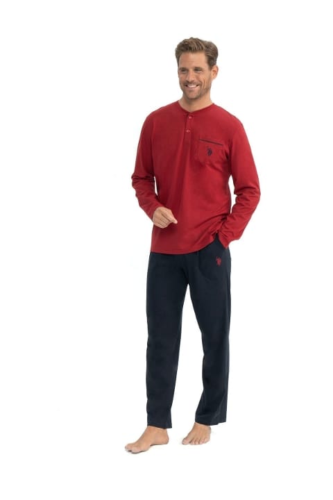 Lacivert Erkek Çeyizlik 5li Sabahlıklı Pijama Takımı Us. POLO Assn. 12040 - Lacivert