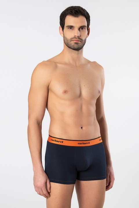 Pamuklu Desenli Elastan Erkek Boxer 3'lü Cacharel 1339 - Lacivert 1