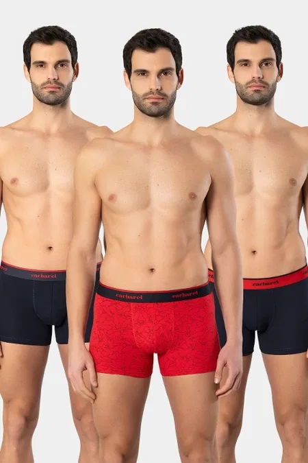 Pamuklu 3'lü Desenli Boxer Cacharel 1339 - Lacivert 2