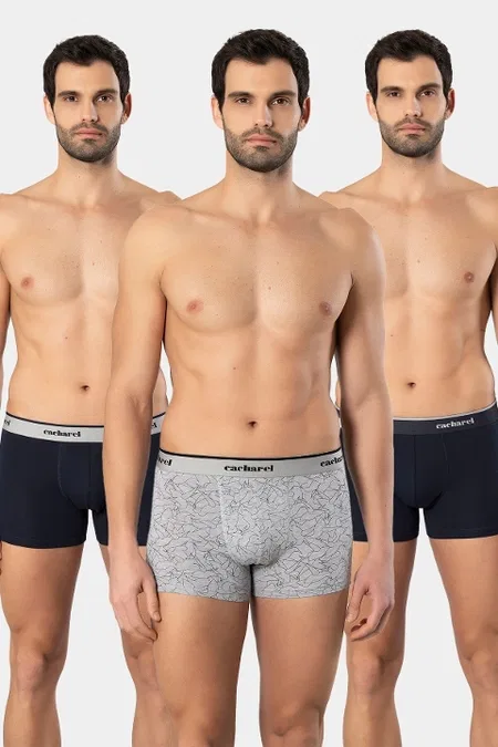 Likralı Pamuklu Desenli Erkek Boxer Cacharel 1339 - Lacivert 3