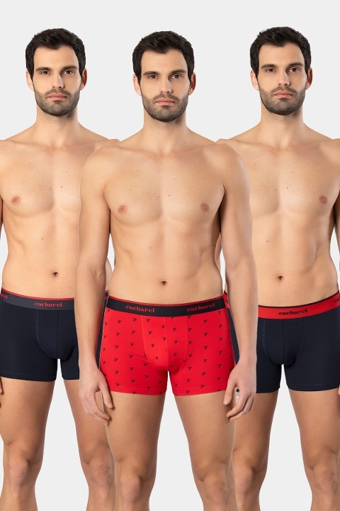 Likralı Desenli Erkek Boxer Cacharel 1339 - Lacivert 5