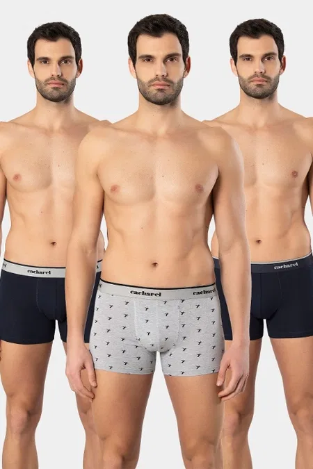 Desenli Pamuklu Elastan Erkek Boxer Cacharel 1339 - Lacivert 8
