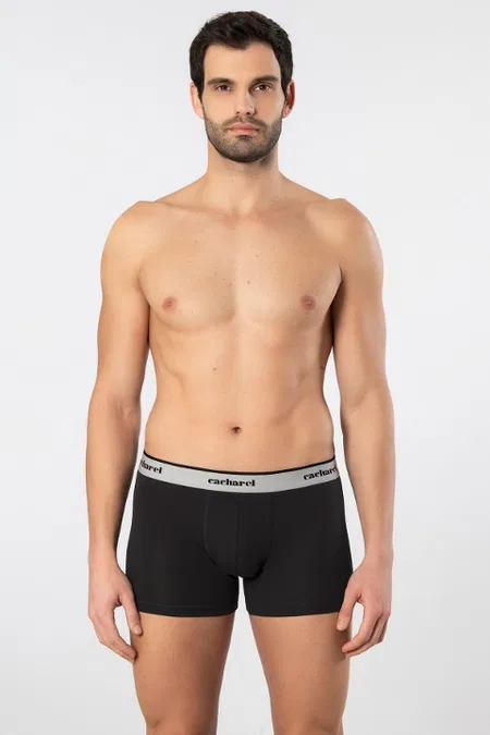 Geniş Bel Lastikli Desenli Likralı Erkek Boxer Cacharel 1339 - Siyah 1