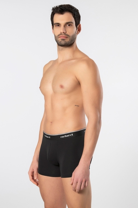 Geniş Bel Lastikli Desenli Likralı Erkek Boxer Cacharel 1339 - Siyah 2