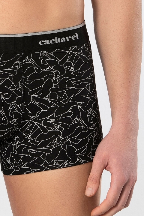 Pamuklu Likralı Desenli Boxer Cacharel 1339 - Siyah 3