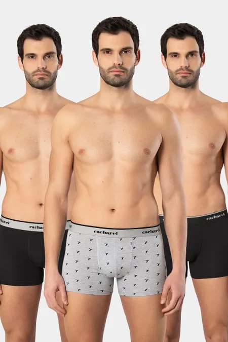 Geniş Lastikli Desenli Kısa Boxer Cacharel 1339 - Siyah 4