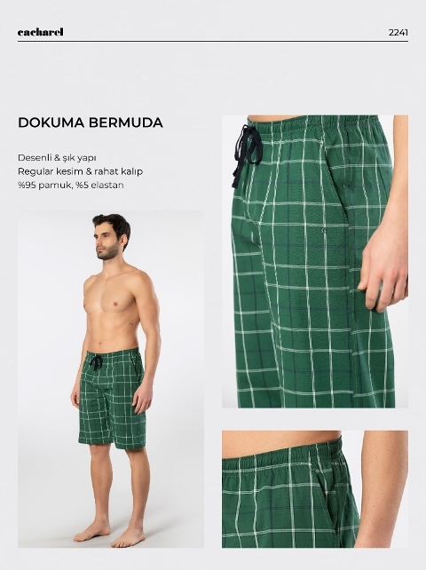 Pamuklu Rahat Cepli Bermuda Alt Cacharel 2241 - Yeşil 1