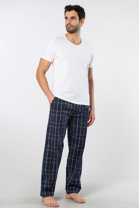 Pamuklu Elastan V Yaka Kısa Kollu Erkek Pijama Takımı Cacharel 2238