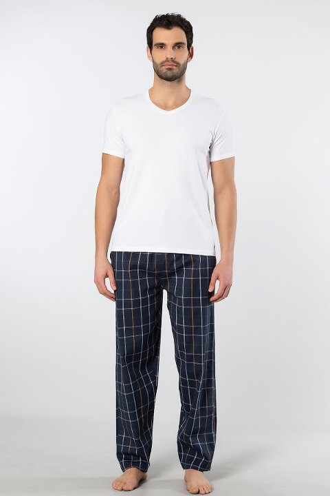 Pamuklu Elastan V Yaka Kısa Kollu Erkek Pijama Takımı Cacharel 2238 - 2