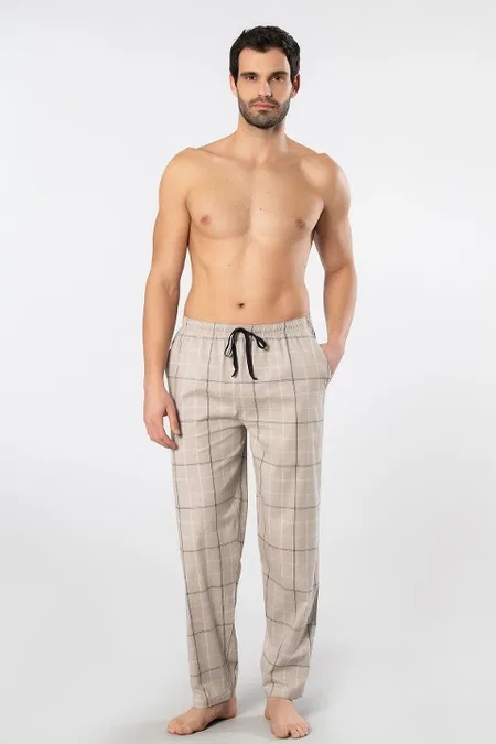 Pamuklu Elastan Bağcıklı Erkek Pijama Alt Cacharel 2240 - Bej 3