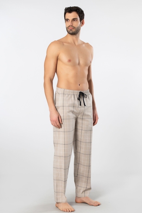 Pamuklu Elastan Bağcıklı Erkek Pijama Alt Cacharel 2240 - Bej 3
