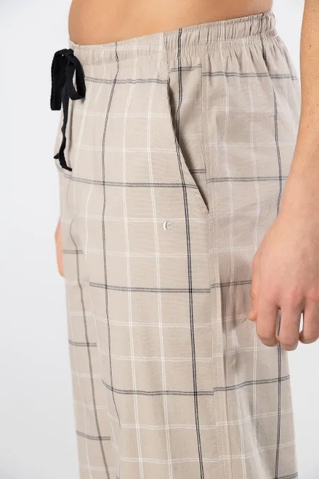 Pamuklu Elastan Bağcıklı Erkek Pijama Alt Cacharel 2240 - Bej 3