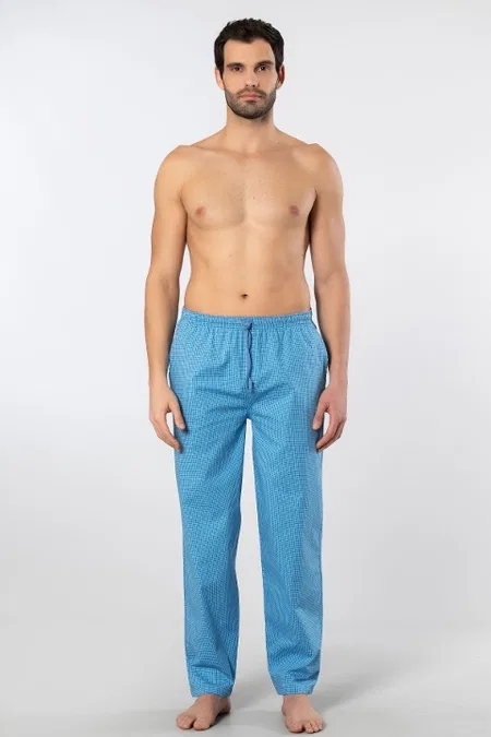Desenli Pamuklu Cepli Pijama Altı Cacharel 2240 - Mavi 4