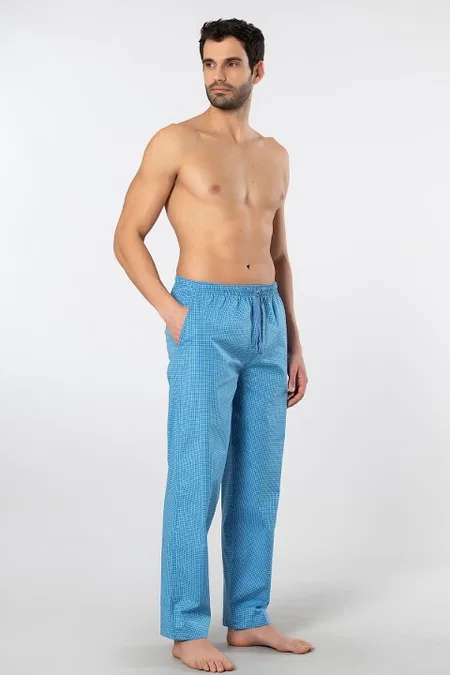 Desenli Pamuklu Cepli Pijama Altı Cacharel 2240 - Mavi 4