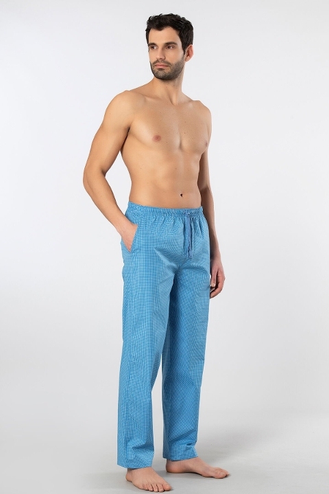 Desenli Pamuklu Cepli Pijama Altı Cacharel 2240 - Mavi 4