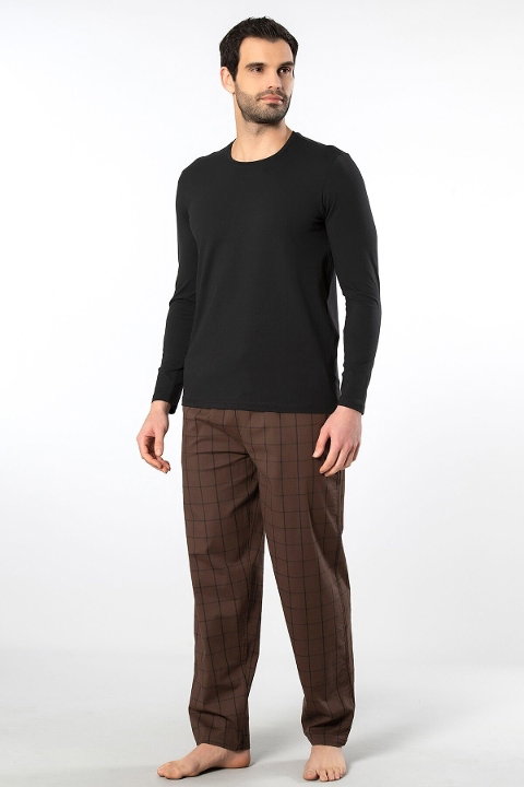 Pamuklu Uzun Kollu Yapısal Erkek Pijama Takımı Cacharel 2239
