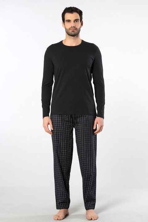 Ekoseli Uzun Kollu Pamuklu Erkek Pijama Takımı Cacharel 2239 - 2