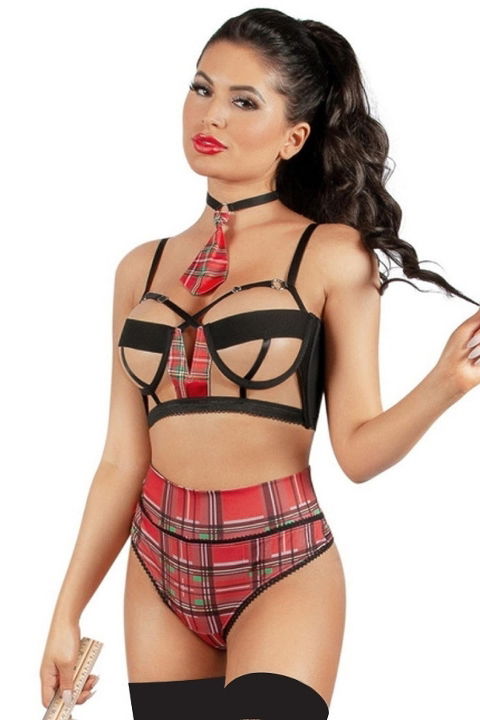 Kravatlı Ekoseli Korse Bağlamalı Kostüm New Dreams 8464