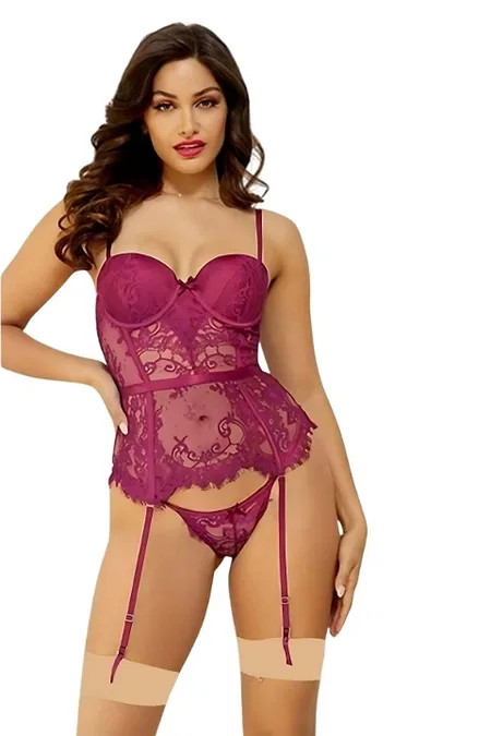Dantelli Jartiyer Takım Pembe New Dreams 8468 - Bordo