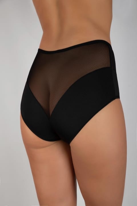 Yüksek Bel Transparan Parçalı Kadın Külot G-Box 923 - Siyah